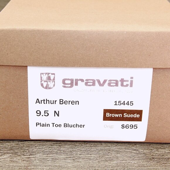 $695 Arthur Beren GRAVATI Blucher 9.5 N Narrow Brown Suede 15445 * add $15 Trees main image 5